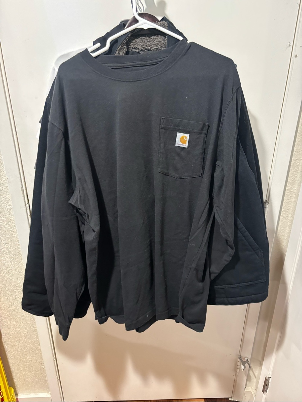 Carhartt Black Loose Fit Long Sleeve Tee with Chest Label